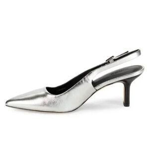 New Vince Pandora Pointed Toe Slingback Pump in Silver Size 11 M